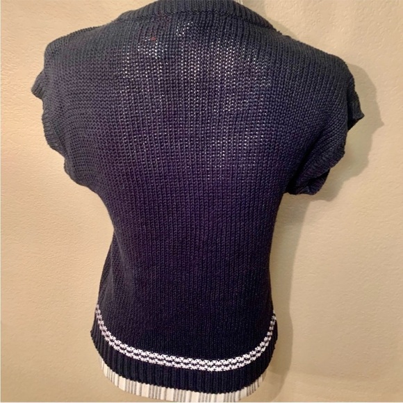 Laurente Rome Paris Sweater Large Black White Design Short-Sleeve Sweater Vest - Picture 12 of 15